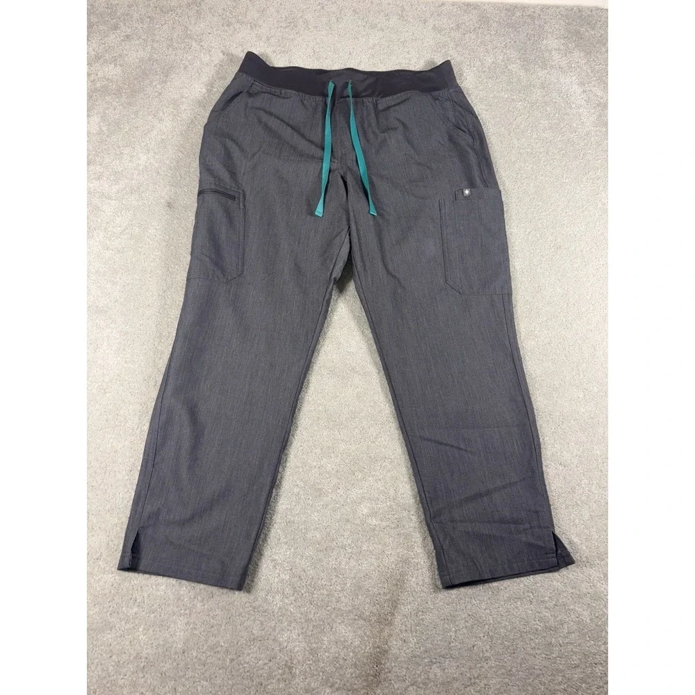 FIGS High Waisted Yola Skinny Scrub‎ Pants Graphite Gray Size XL Petite Cargo